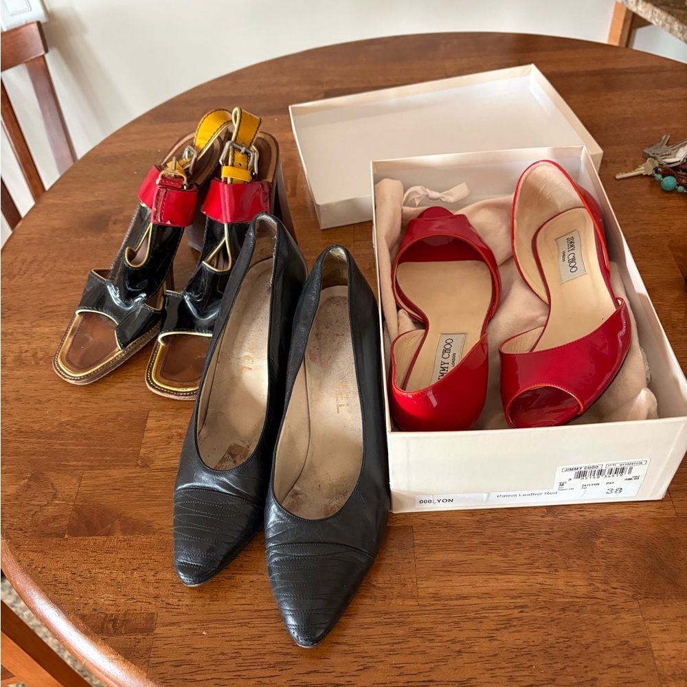 Designer women shoe lot sz 7.5-8 Prada/chanel/jimmy choo